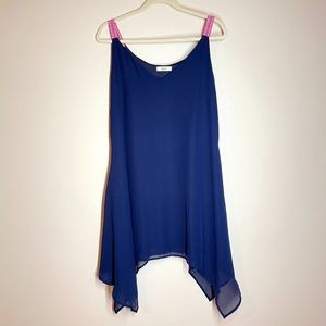 STYLEBASH Asymmetric Navy Gauze Dress - Large